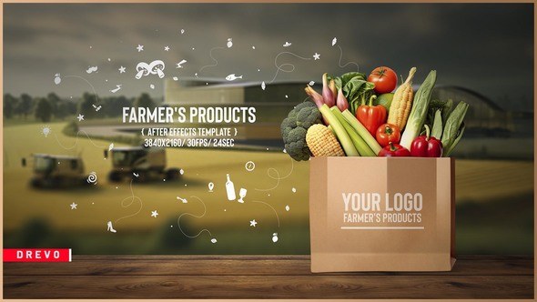 Videohive Farm Porducts/ Nature Eco Plants/ Healthy Lifestyle/ Food Delivery/ Farmer's Fields/ Agriculture Product Promo template preview