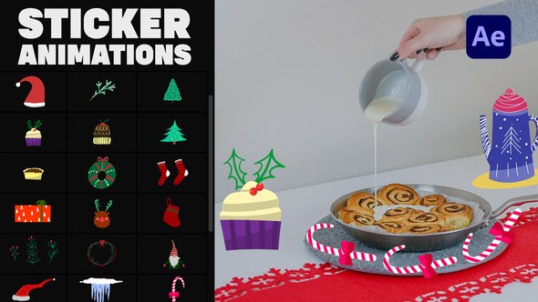 Cartoon Christmas Icons for After Effects Video Displays template preview