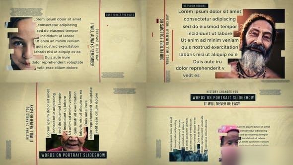 Videohive Words on Portrait Slideshow Openers template preview