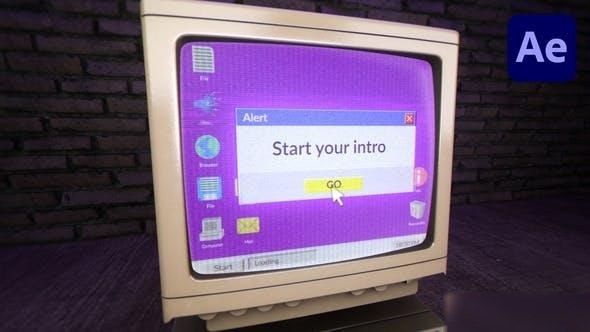 Videohive Old Computer Glitch Logo Intro Openers template preview