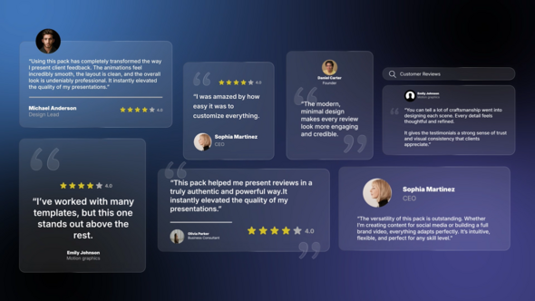 Videohive Testimonials Pack Glass Titles template preview