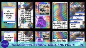 Videohive Holographic Iridescent Retro Stories and Posts Titles template preview