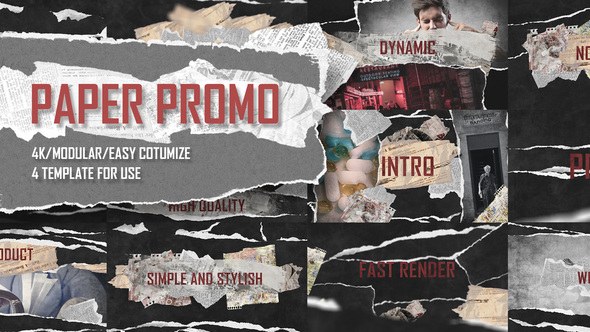 Paper Promo/ Stomp Typography/ Torn Newspaper Promotion/ Social Presentation Intro/ Drum Beat Rhythm Video Displays template preview