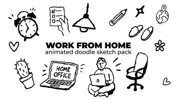 Videohive Work From Home - Animated Doodle Sketch Pack Elements template preview