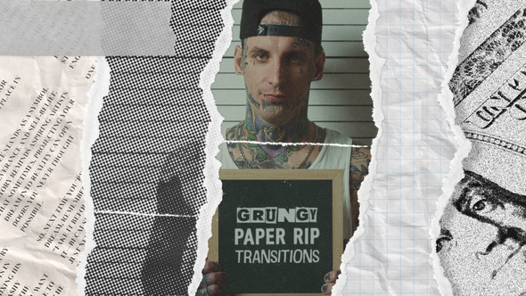 Videohive Grungy Paper Rip Transitions Elements template preview