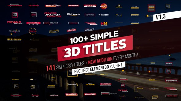 100+ Simple 3D Titles V1.3 Video Displays template preview
