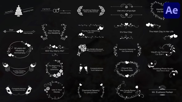 Wedding Titles for After Effects Video Displays template preview