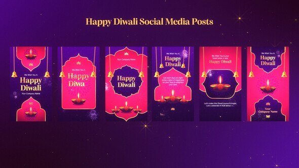 Videohive Happy Diwali Social Media Posts Product Promo template preview