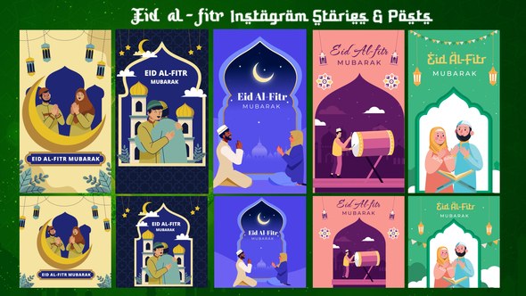 Videohive Eid al-Fitr Mubarak I Ramadan Instagram stories & Posts 2 Ramadan template preview