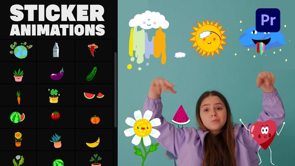 Nature Emoji Stickers Animations | Premiere Pro MOGRT Premiere Pro template preview