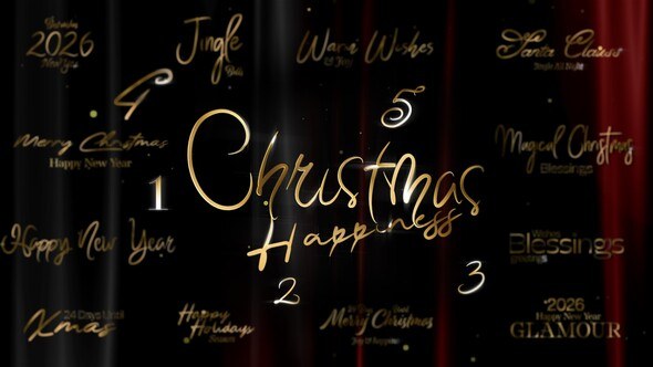 Videohive Christmas and New Year Typography Blessings, Golden Glamour Title Cards Titles template preview