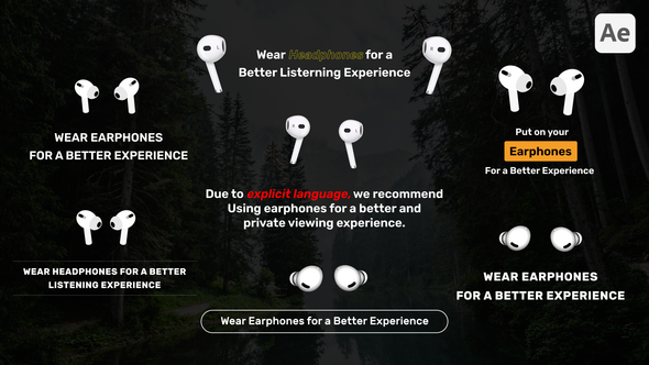 Videohive Use Earphones Advisory Animations Elements template preview
