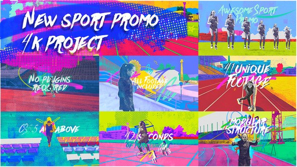 Videohive New Sport Promo 4K/ Grange Run Motivation/ Active Training/ Marker Oil Paint Dynamic Workout/ TV ID Product Promo template preview