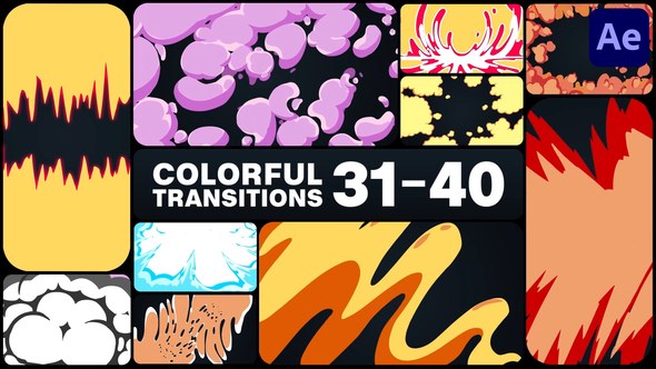 Videohive Colorful Cartoon Transitions for After Effects 50804444 Elements template preview