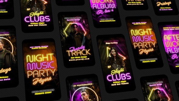 Videohive Neon Club Instagram Reels Video Displays template preview