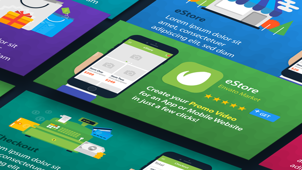 eStore - Mobile App Promo Video Displays template preview