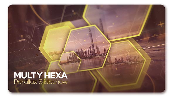 Parallax Slideshow Multi Hexa Video Displays template preview