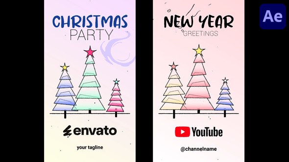 Videohive Xmas Tree Vertical Opener for After Effects Openers template preview