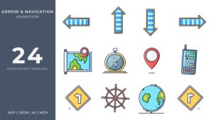 Videohive Arrow & Navigation Animated Icons | After Effects Elements template preview