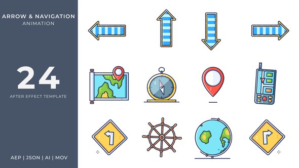 Videohive Arrow & Navigation Animated Icons | After Effects Elements template preview