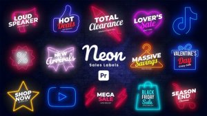 Neon Sale Labels for Premiere Pro Premiere Pro template preview