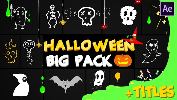 Halloween Party Elements And Titles | After Effects Video Displays template preview