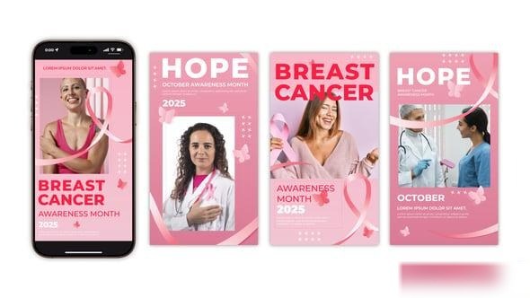 Videohive Breast Cancer Month Instagram Story Openers template preview