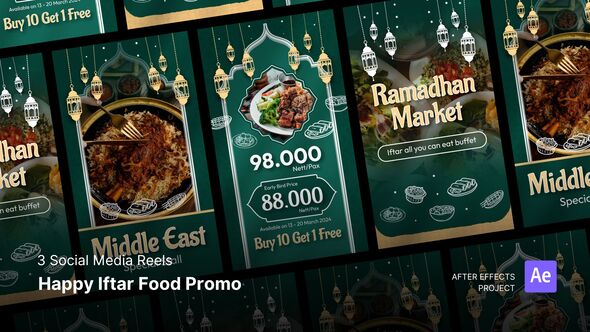 Videohive Social Media Reels - Happy Iftar Food Promo After Effects Project Files Ramadan template preview