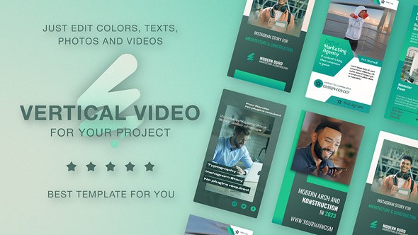 Videohive Vertical Promo Teal Green Video Displays template preview