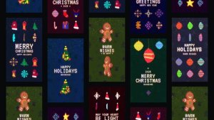 Winter Holiday Pixel Stories Premiere Pro template preview