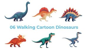 Videohive 6 Walking Cartoon Dinosaurs Elements template preview