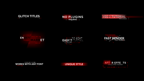 Videohive 9 Modern Glitch Titles Titles template preview