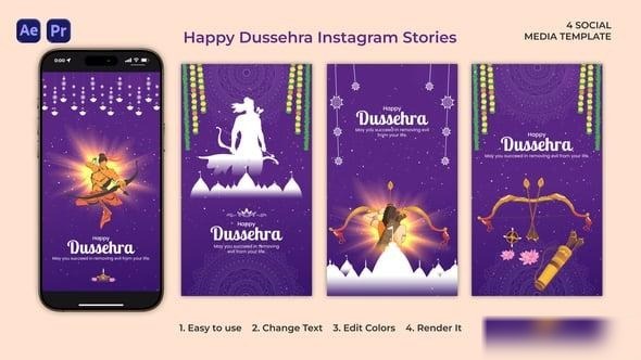 Videohive Happy Dussehra Instagram Stories 54328641 Openers template preview
