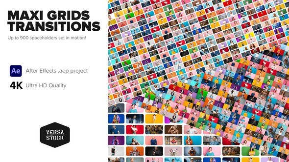 Videohive Maxi Grid Transitions Video Wall 4K Elements template preview
