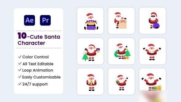 Videohive Christmas Santa Character Pack Elements template preview