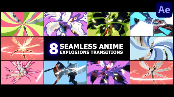 Videohive Seamless Anime Abstract Explosions Transitions | After Effects Elements template preview