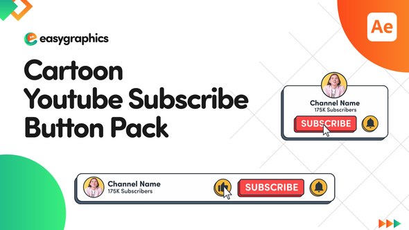 Videohive Cartoon Youtube Subscribe Button Pack Elements template preview