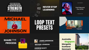 Videohive Looping Text Sliders Animation Titles template preview