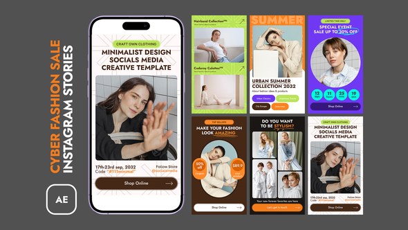Videohive Cyber Fashion Sale Instagram Stories Broadcast-packages template preview