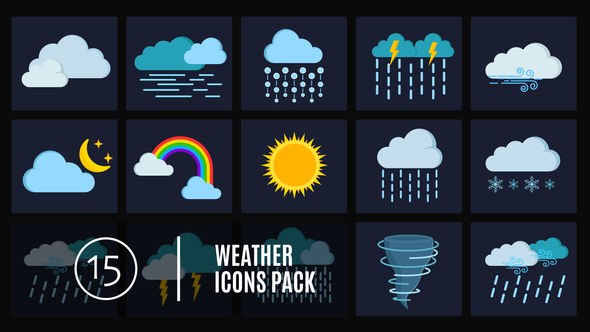 15 Weather Icons Pack Video Displays template preview
