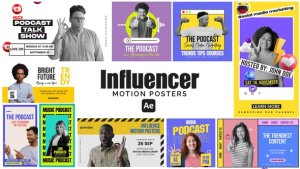 Videohive Influencer Motion Posters for After Effects Logo Stings template preview