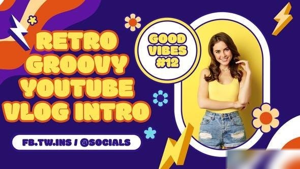 Videohive Retro Groovy Youtube Vlog Intro Openers template preview