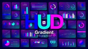 Videohive HUD Gradient Infographics Infographics template preview