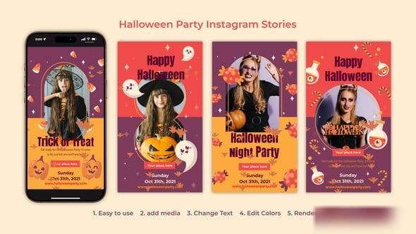 Videohive Halloween Party Instagram Stories 54649862 Openers template preview