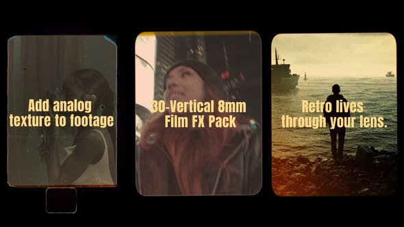 Videohive Super 8mm Vertical Frame Pack вЂ“ 30+ Vintage Film Filters for TikTok, Instagram & Reels Elements template preview