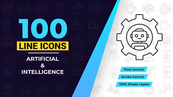 Videohive 100 Artificial Intelligence Line Icons 57125613 Elements template preview