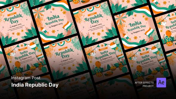 Videohive Social Media Post - India Republic Day After Effects Project Files Openers template preview