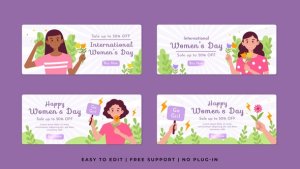 Womens Day Sale Horizontal Banner Video Displays template preview