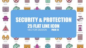 Security And Protection - Flat Animation Icons Video Displays template preview