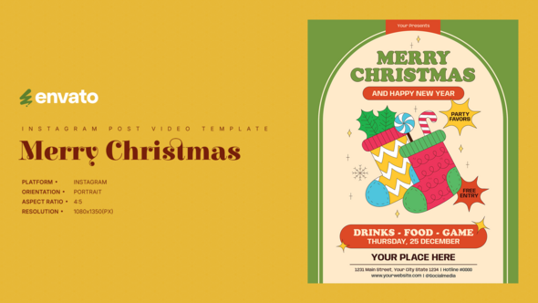 Videohive Christmas Instagram Post Portrait вЂ“ Creative After Effects Video Template Product Promo template preview